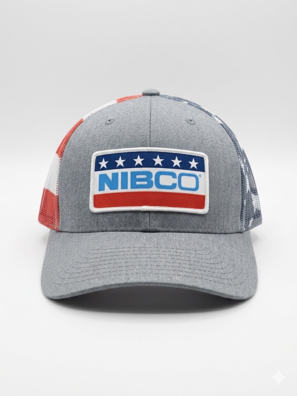 Richardson NIBCO Trucker Hat Snapback Gray USA Flag Mesh Adjustable Cap